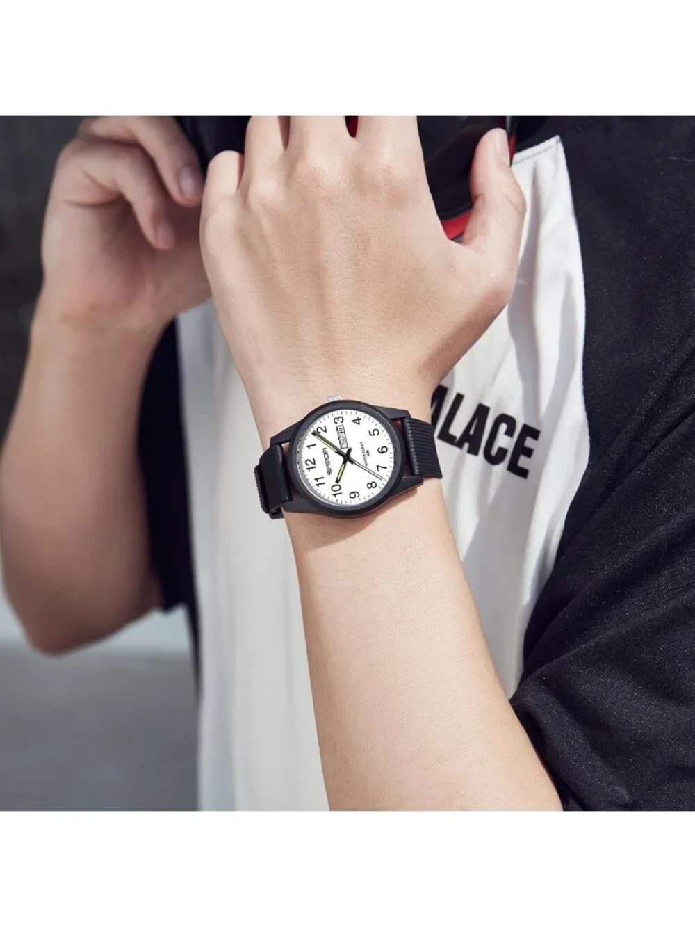 Men's Black White Simple Minimalist Sport Waterproof Analog Quartz Wrist Watch